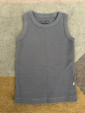 Noble Blue Waffle Knit Tank Top for Kids